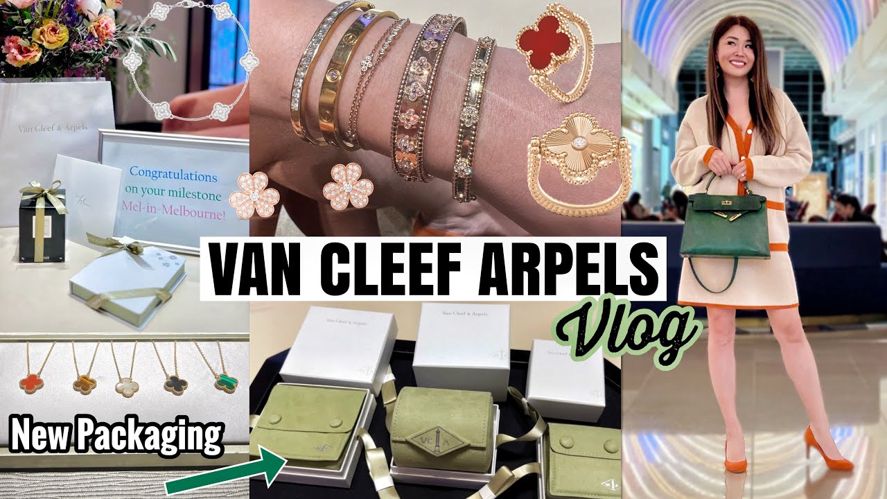 VCA SHOPPING VLOG - BEATING THE PRICE INCREASE! Van Cleef NEW Packaging +  Perlee Bracelets Try On! 