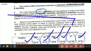DSSSB prt cut off out post code 47/21