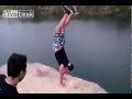 Liveleak official  polish idiot nearly kills his friend by pushing him off a cliff