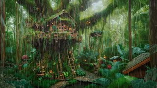Forest Retreat: Gentle Rain on the Treehouse Leaves