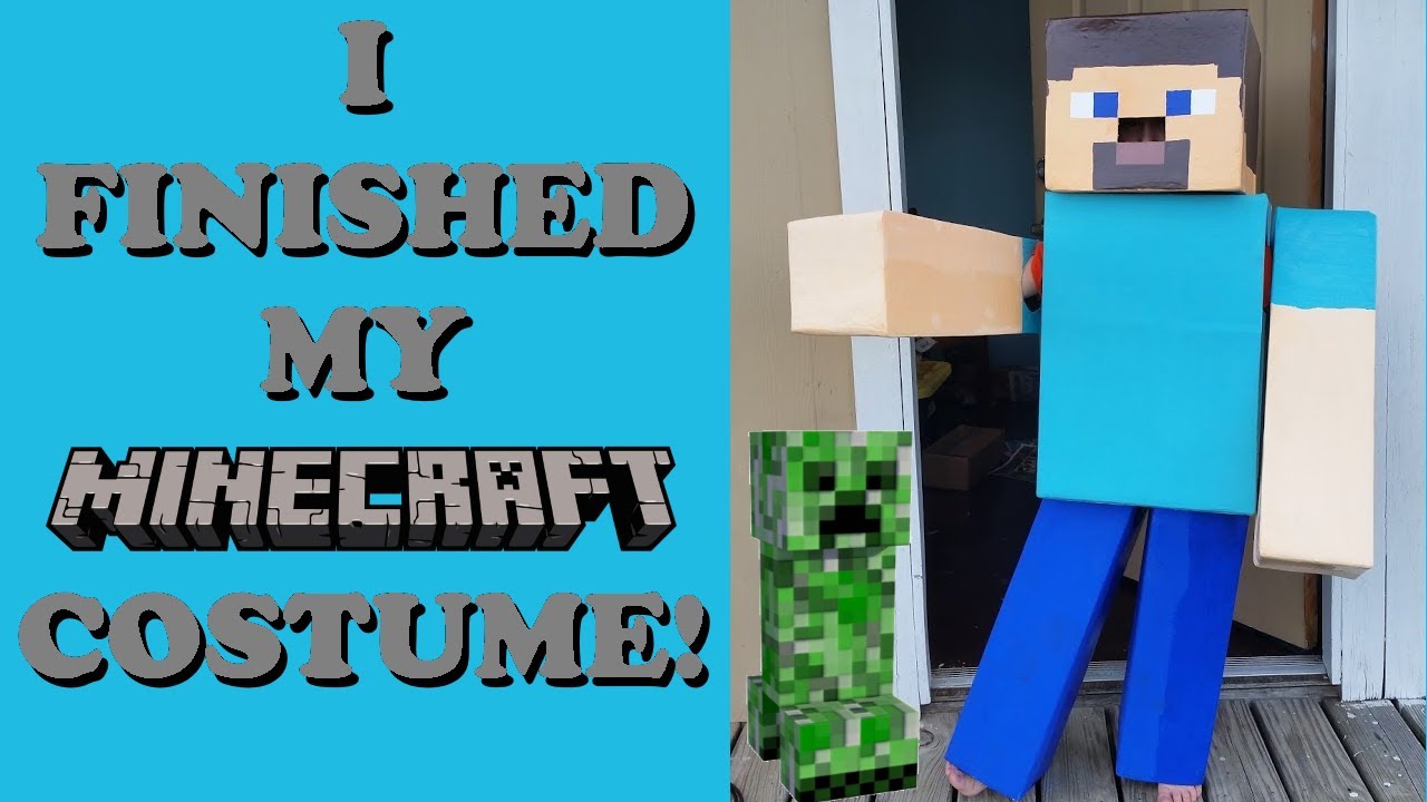 My Homemade Minecraft Steve Halloween Costume YouTube