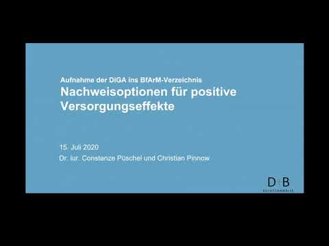 AUFNAHME DER DIGA INS BFARM-VERZEICHNIS  -  NACHWEISOPTIONEN FÜR POSITIVE VERSORGUNGSEFFEKTE