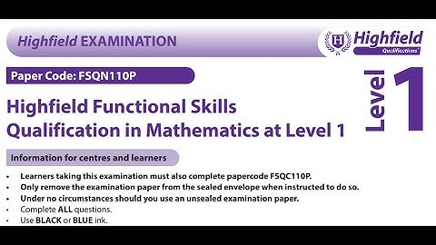 Functional Skills Maths L1 Practice Exam 2 Highfield