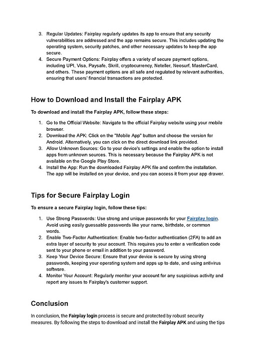 Is Fairplay Login Secure? Download the Fairplay APK: What You Need to
