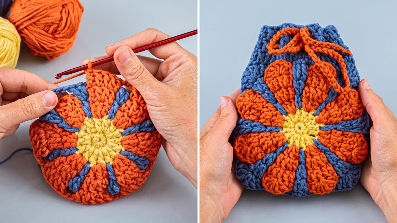 Easy Crochet Granny Square Pouch 🧶✌️Miarti