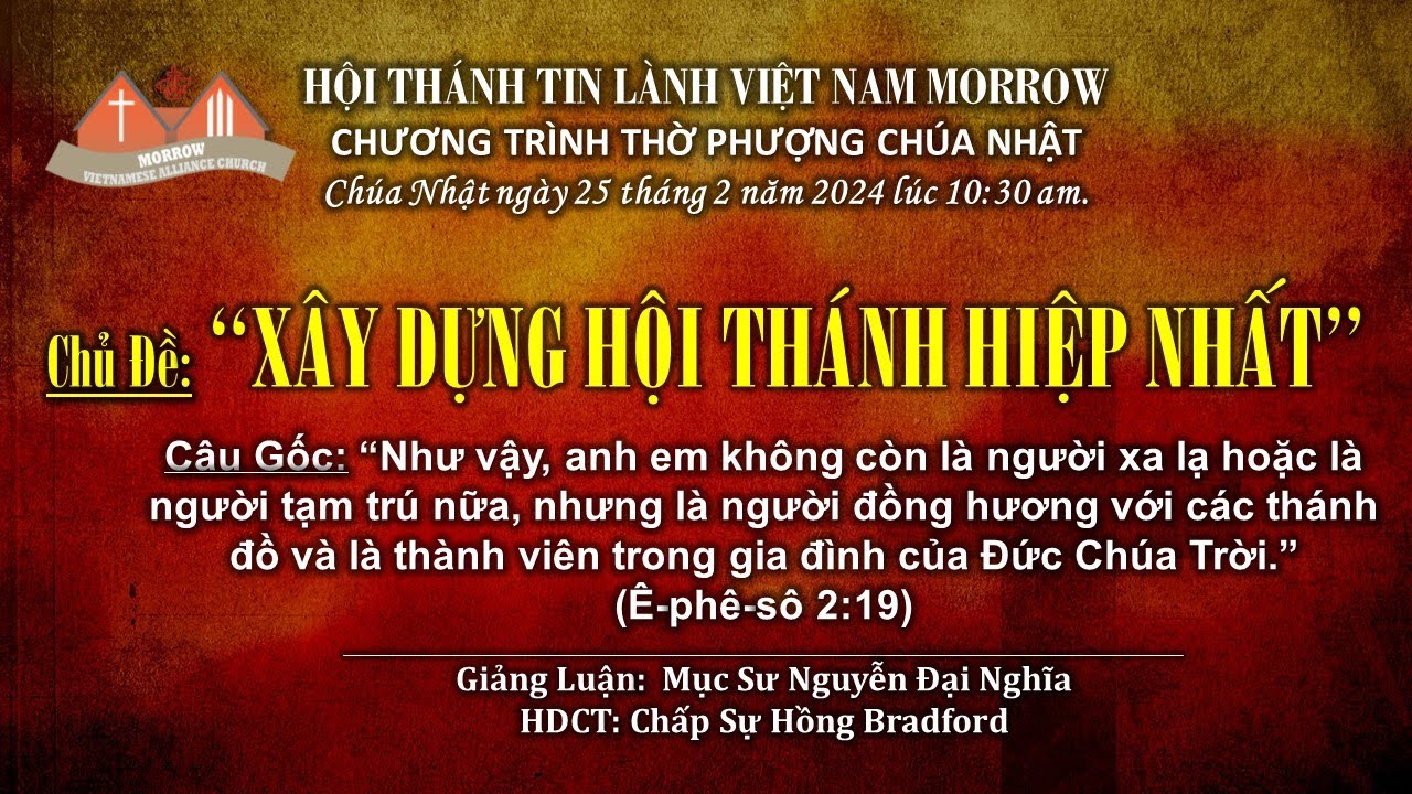 CHƯƠNG TRÌNH THỜ PHƯỢNG - SÁNG CHÚA NHẬT ngày 25 tháng 2 năm 2024