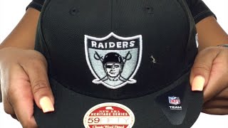 You can buy this at
http://www.hatland.com/hats/raiders-nfl-throwback-wool-standard-black-fitted-new-era-27502/index.cfm
while in-stock: authentic and origin...