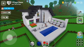 Modern House with Pool - Block Craft 3d: Building Game