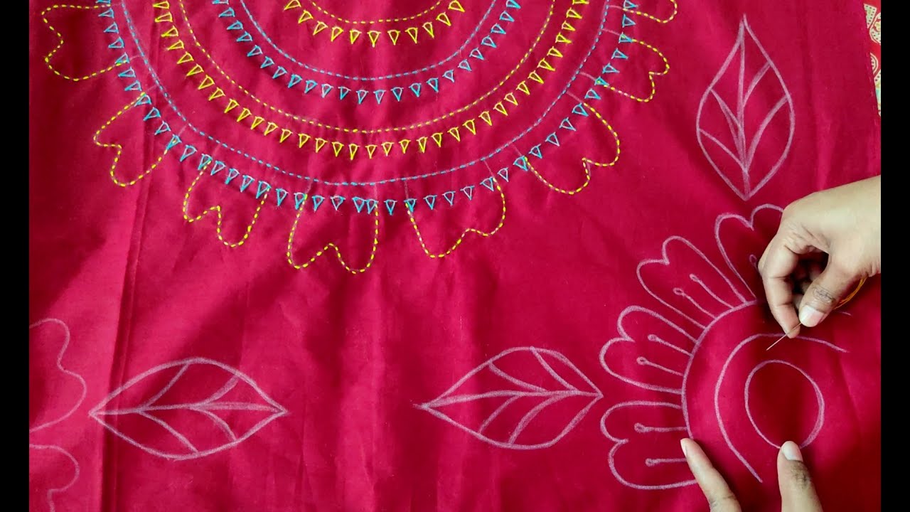 Hand embroidery full nakshi kantha design drawing & stitch tutorial ...