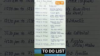 TO DO LIST DAY-58... TARGET BANK AND INSURANCE EXAM... #bankingexams #todolist #govtjobs #timetable