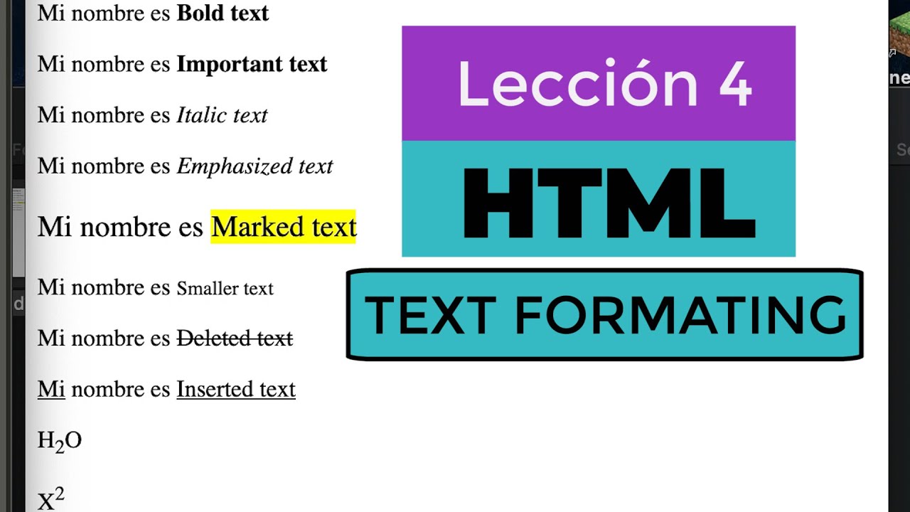 4. HTML Tutorial - Text Formatting | Lección 4 - YouTube