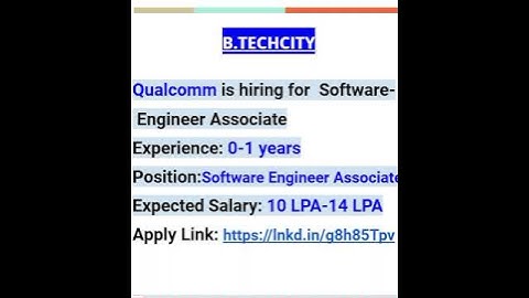 #Qualcomm is hiring for  Software Engineer Associate #latestjobsforfreshers #newjobsforfreshers