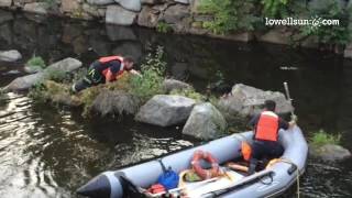 Lowell firefighters try to save a dog stuck in the canal on National Dog Day.