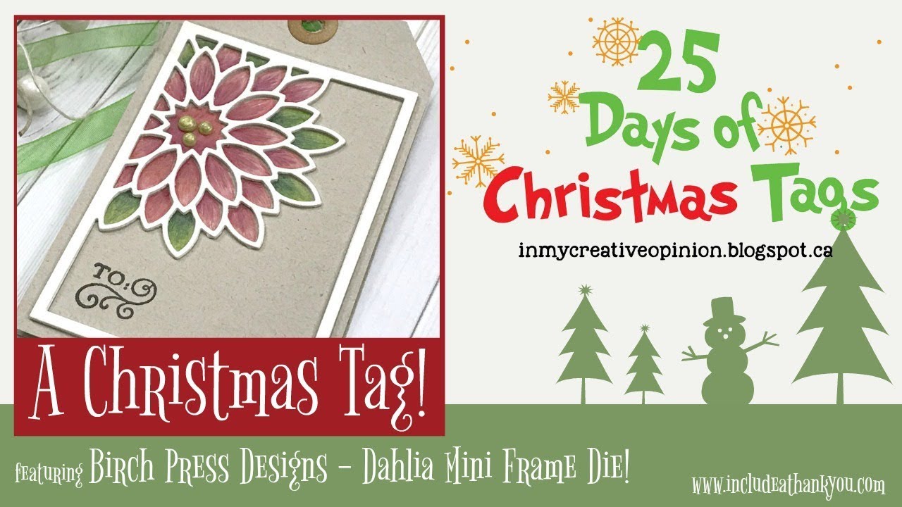 25 Days of Christmas Tags with Birch Press Designs | Dahlia Mini Frame Die into a Poinsettia!