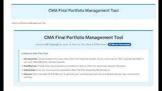 CMA Final Portfolio Management Tool | Calculate CAPM, Variance & Beta Instantly!
