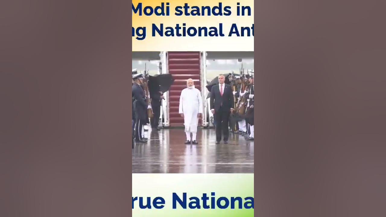 PM Modi Stands in Rain for Indian National Anthem Video: Prime Minister  Narendra Modi Braves Rain as 'Jana Gana Mana' Played During Ceremonial  Welcome in US