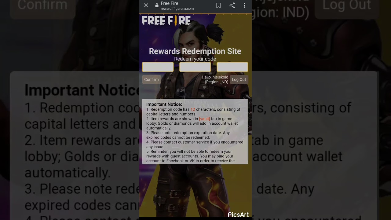 Free Fire Today Redeem Code Free Fire Redemption Site Code Ff Redemption Code Ff Redeem Code Youtube