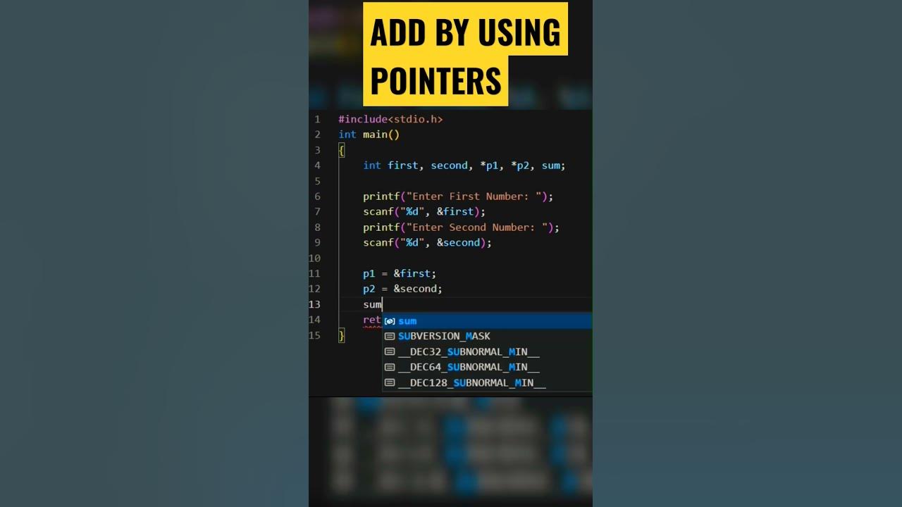 C Program To Add Two Numbers using Pointers #shorts #shortvideo #viral ...