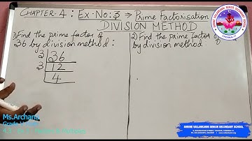 SVSSS Grade 5 - Math - 4.3  - Factors and Multiples - Prime Factor -Division Method