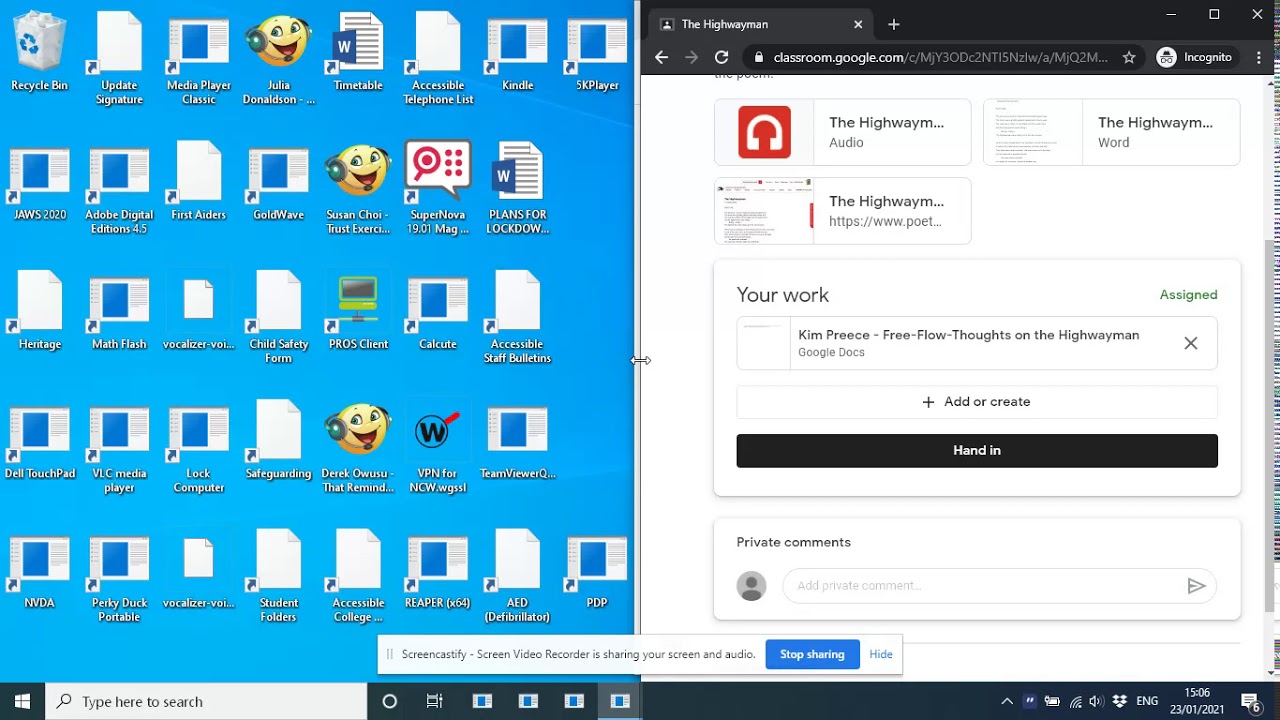 Google Classroom #2, Windows with NVDA - YouTube
