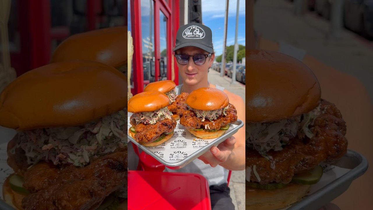 Trying my favorite chicken sandwich in the world! 📍Le Coupe, LA #sandwich #friedchicken
