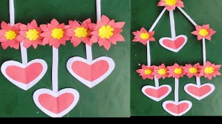 Paper Flowers Wall Hanging Easy Wall Decor ideas and Newspaper Craft Paper Nidhi Craft