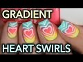 Easy neon heart swirl gradient nail art
