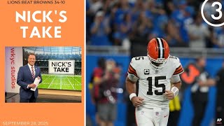 NICK'S TAKE: Cleveland Browns' survival skills being tested after 34-10 loss to Detroit Lions
