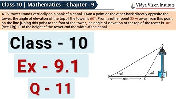 Class 10 Maths, Exercise 9.1 - Q 11 🌟 Some Applications of Trigonometry 🌟 NCERT, CBSE 🎯