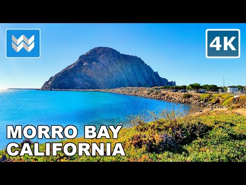 [4K] Morro Bay, California USA - Walking from Embarcadero to Morro Rock Beach Travel Guide 🎧