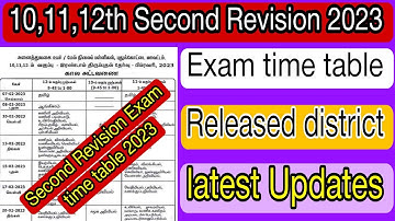 10,11,12th Second Revision Exam 2023 time table Released district latest Updates