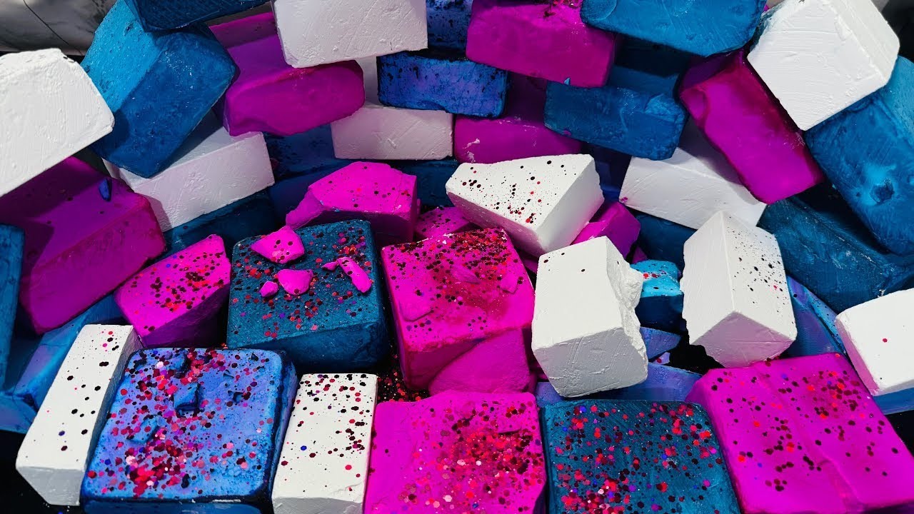70+ Fresh Dyed Gym Chalk ASMR Crush | Oddly Satisfying ASMR #gymchalk # ...
