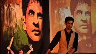 Vilas Nayak painting Master Blaster Sachin Tendulkar for India Inclusion Summit