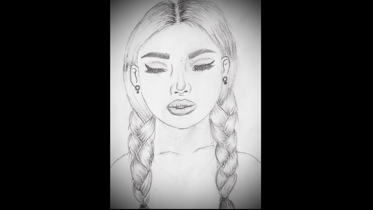 How to draw a girl with two braids step by step - YouTube