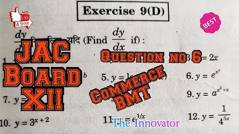 BMT Commerce Class XII JAC Board Differentiation chapter 9 D  Question no 6