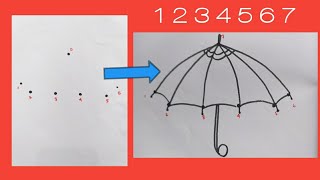 Umbrella drawing 1234567 dots easy drawing