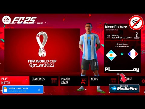 World Cup ! FIFA 16 MOD FC 25 Android Offline FULL DATA & TURNAMEN MODE Update Transfer & Kits 2025