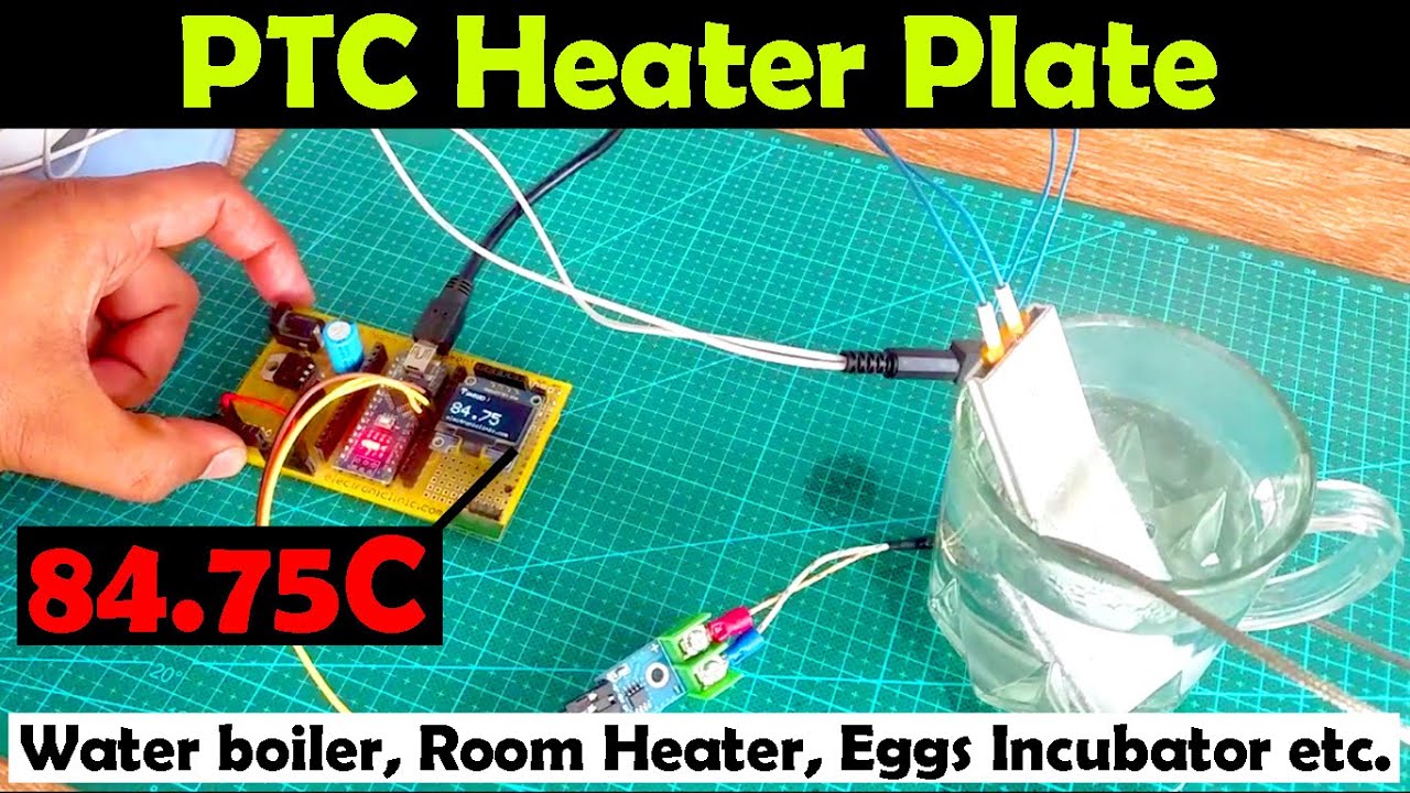 12V DC Heater Plate 80W, PTC Heater Plate with Arduino temperature  monitoring, Solar water heater 