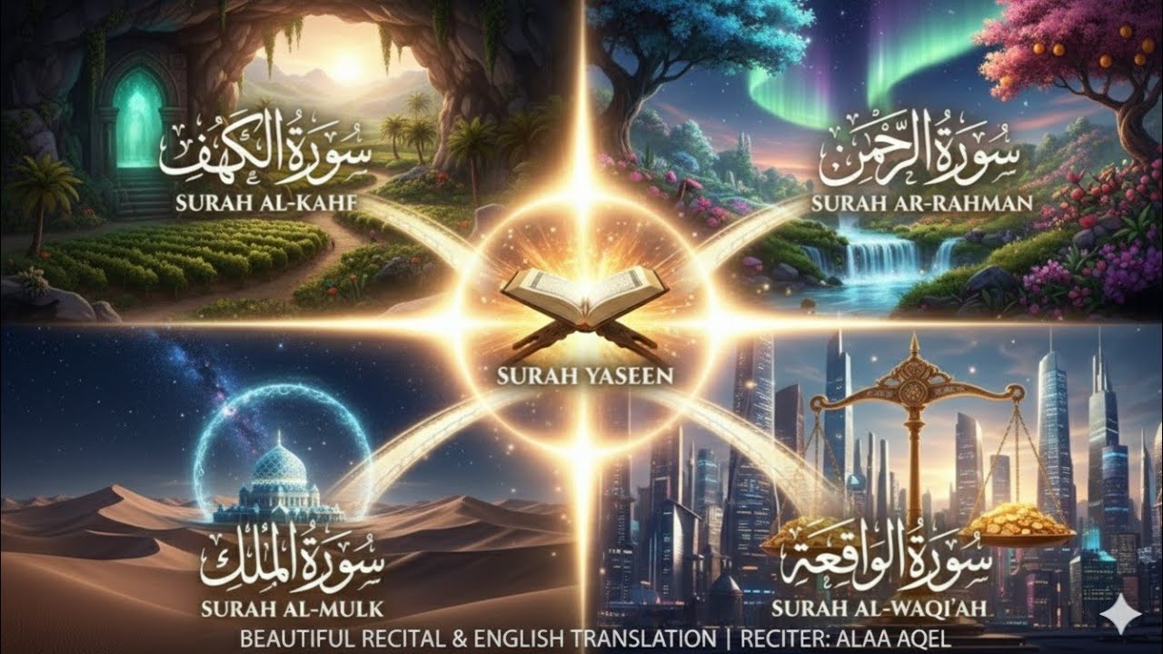5 Powerful Surahs: Al-Kahf, Yaseen, Ar-Rahman, Al-Waqiah, Al-Mulk | Alaa Aqel | English Translation