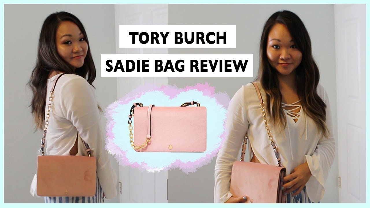 TORY BURCH SADIE BLUSH PINK VELVET HANDBAG REVIEW | A Prima Vista - YouTube