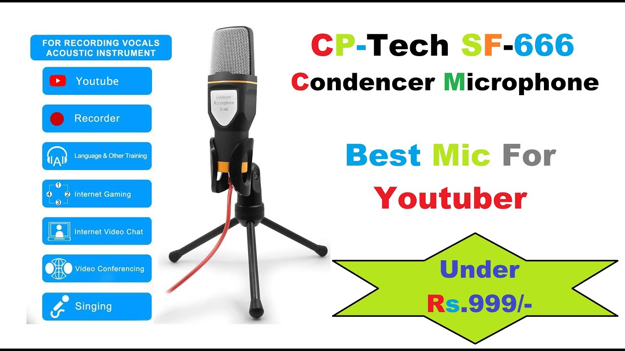 CP-Tech SF666 Condenser Microphone for Laptop PC Mobile | Best Microphone For Youtuber | Under 1000