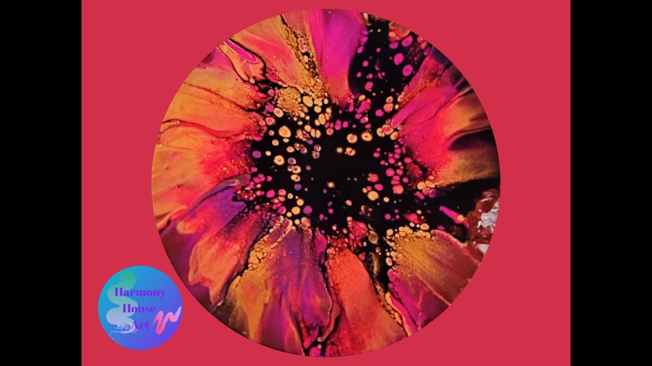 (469) Bloom Technique Acrylic Pour Painting in Sunset Colors