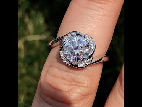 Round Brilliant Moissanite Halo Bypass Engagement Ring ring video