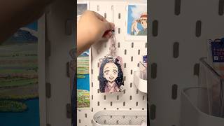 let's make nezuko mini painting magnetic keychain 🫶🏻 #nezuko #anime #animekeychain #animepainting