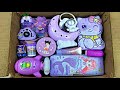 Unboxing Satisfying Purple Stationery items, Pencil Box, Pouch, Sharpener, Table lamp, Geometry, Pen