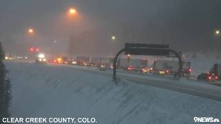 Snowy morning commute at Eisenhower Tunnel