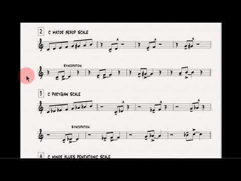 Scales study with syncopated rhythmic pattern 2