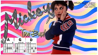 How to Play MICKEY by Toni Basil (Capo 2) | Absolute Beginner Guitar Play-Along + TAB & Lyrics