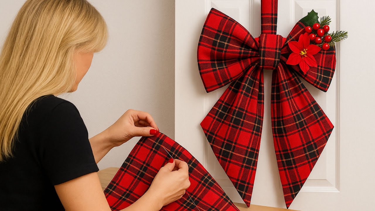 🎀✨ NO TE VAN A CREER QUE ESTE LAZO NAVIDEÑO PARA PUERTA LO HICISTE TÚ SOLO CON COSER 😱