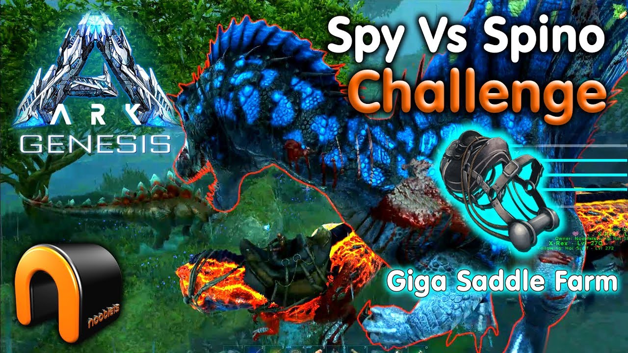 ARK Genesis SPY Vs SPINO Challenge Giga Saddle Farm - YouTube.